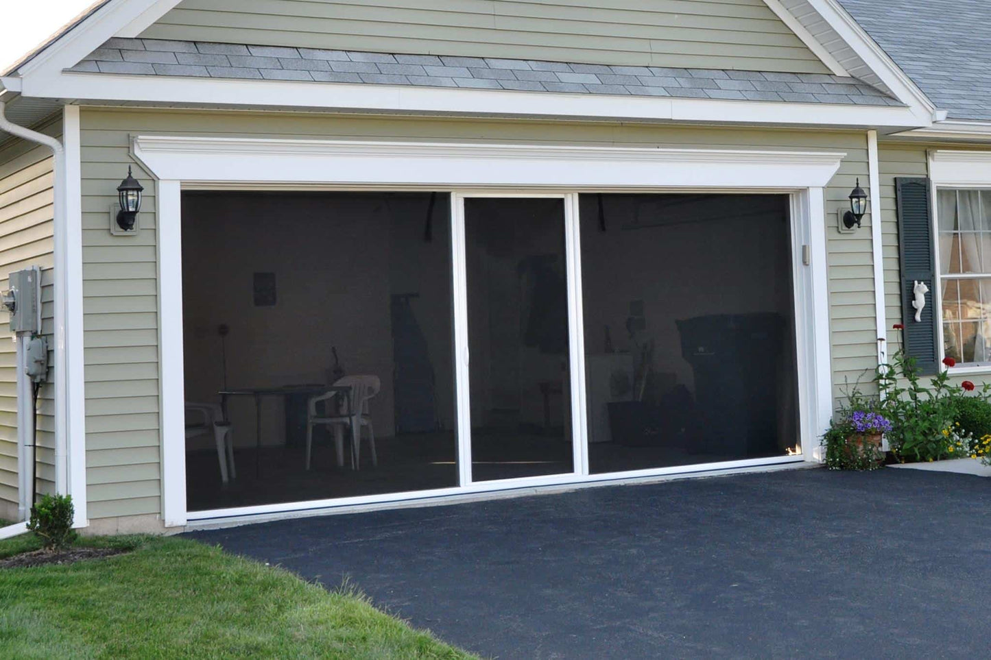 Garage Door Screen 16x7 | Retractable Screen | Black PVC Polyester | Central FL
